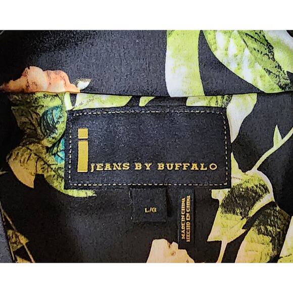 Jeans By Buffalo Womens Size Large L Retro Floral Rose Zip-Up Black Jacket - Picture 7 of 7